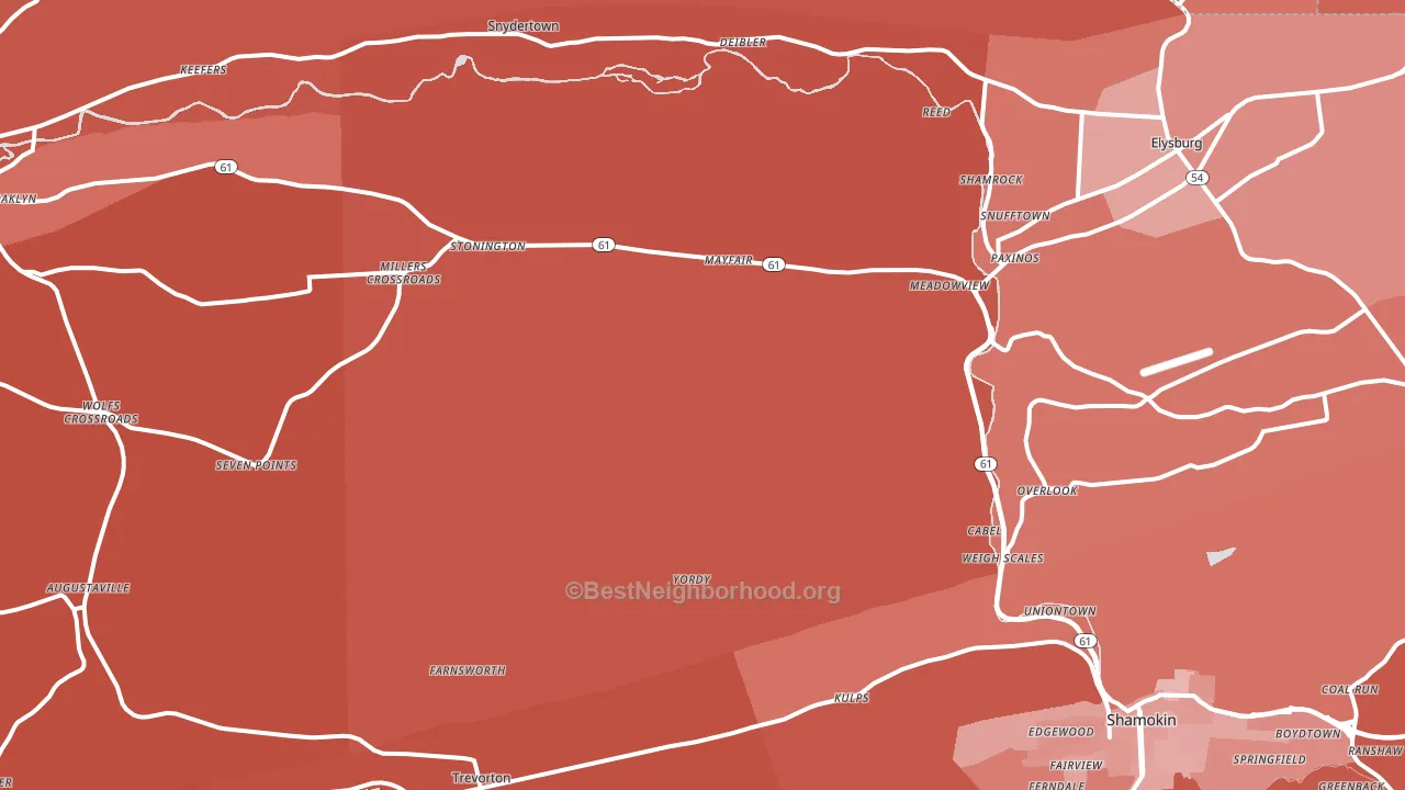 Paxinos, PA block-group political-lean map