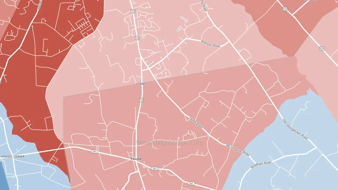 Paxville, SC block-group political-lean map