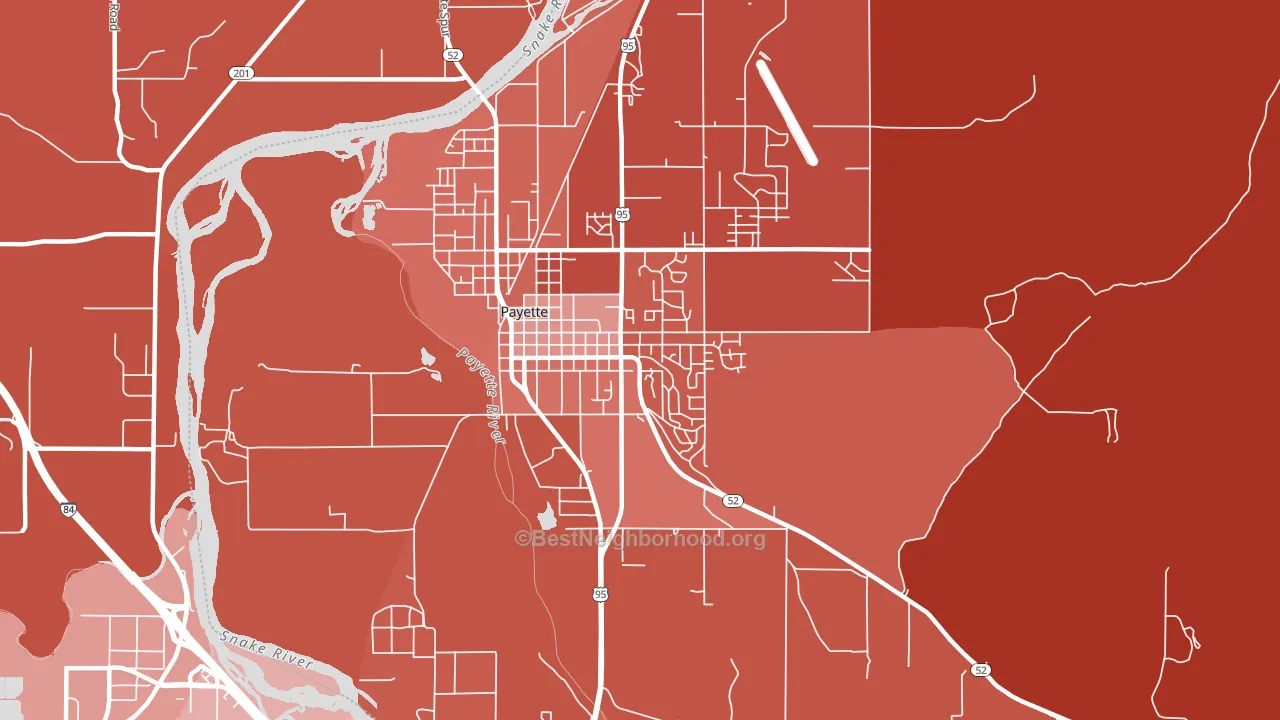 Payette Heights, Payette, ID block-group political-lean map