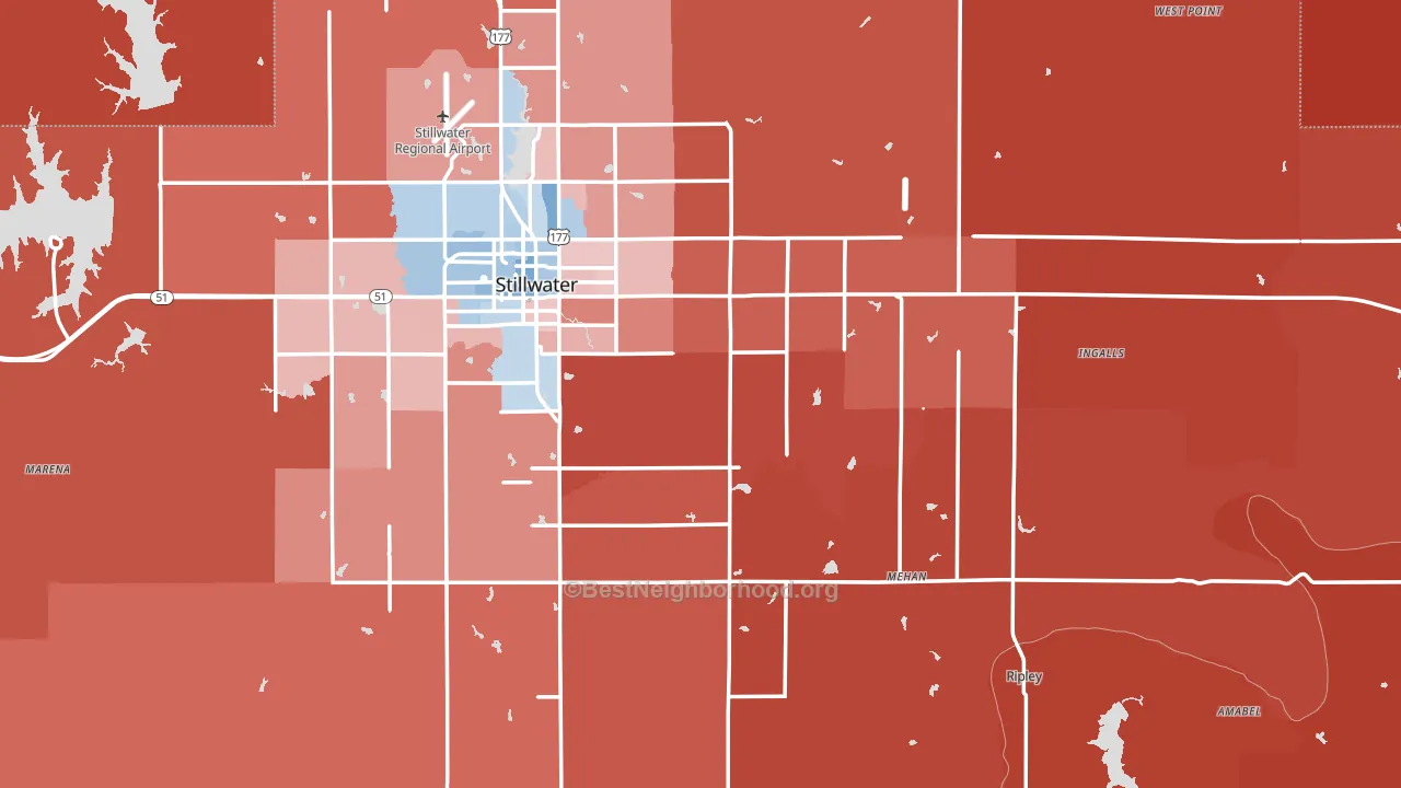 Payne County, OK block-group political-lean map