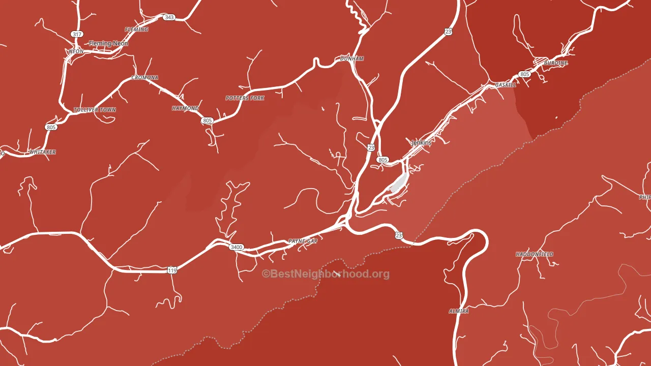 Payne Gap, KY block-group political-lean map