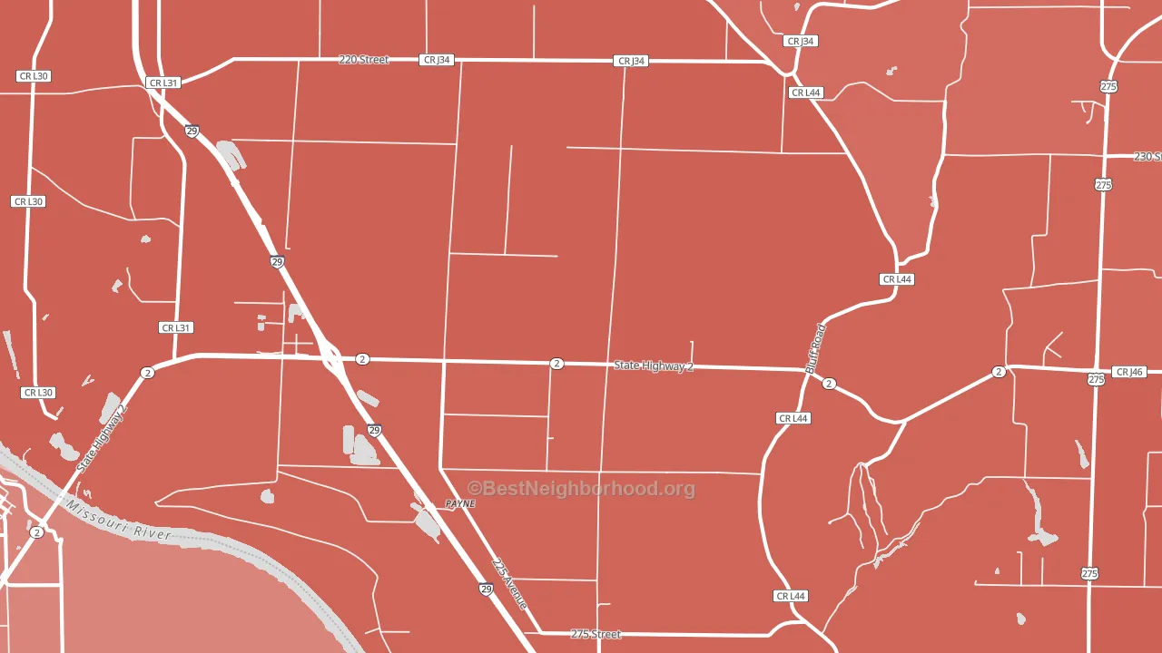 Payne, IA block-group political-lean map