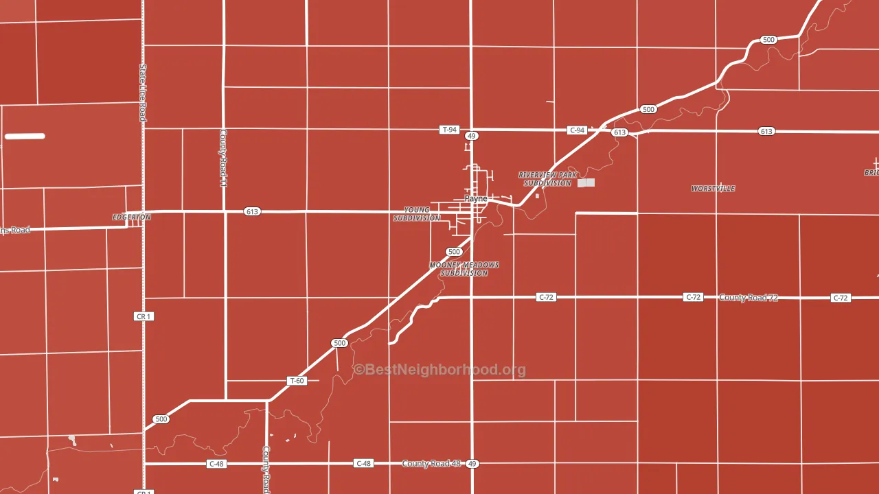 Payne, OH block-group political-lean map