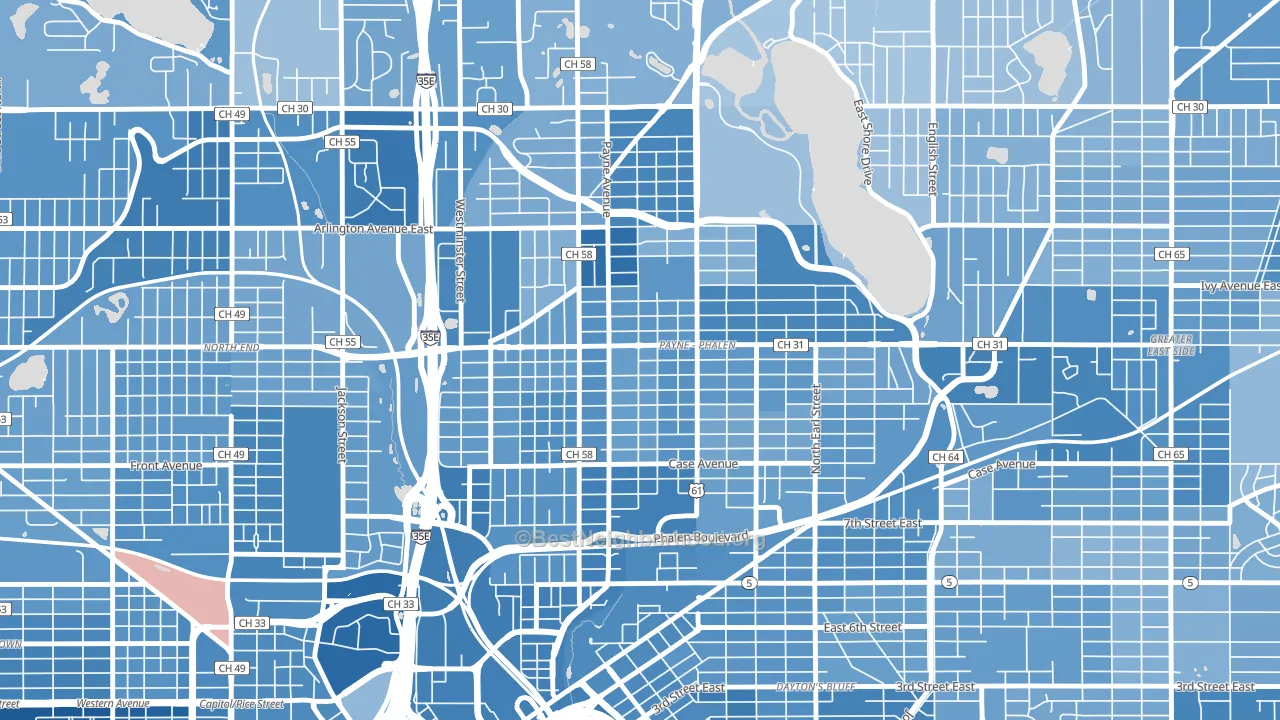 Payne Phallen, St. Paul, MN block-group political-lean map