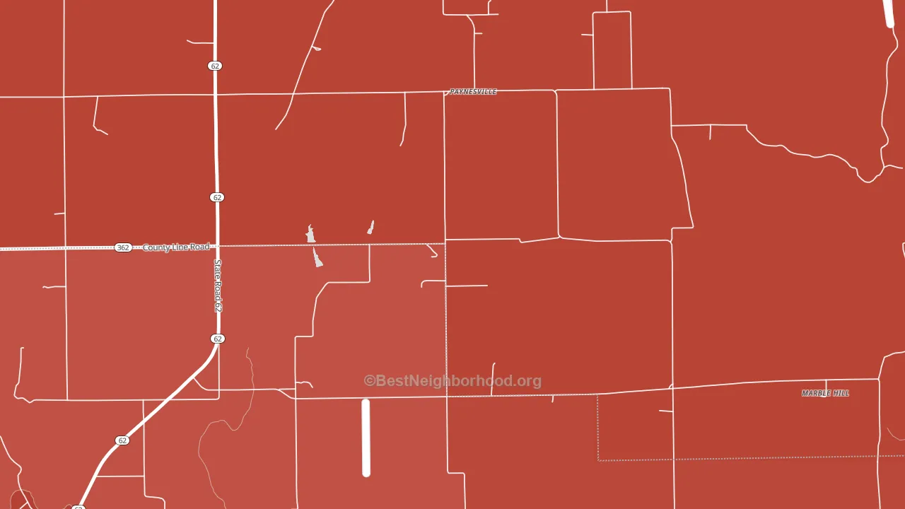 Paynesville, IN block-group political-lean map