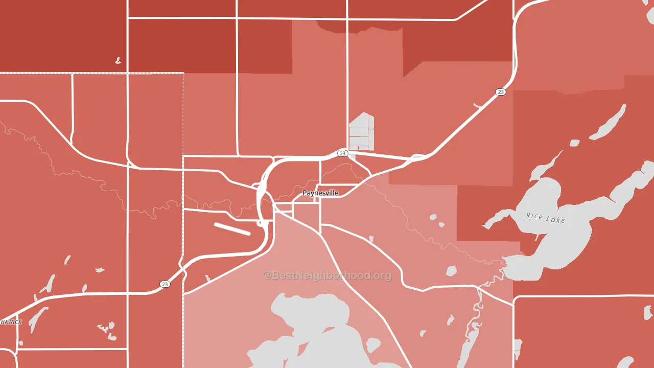 Paynesville, MN block-group political-lean map