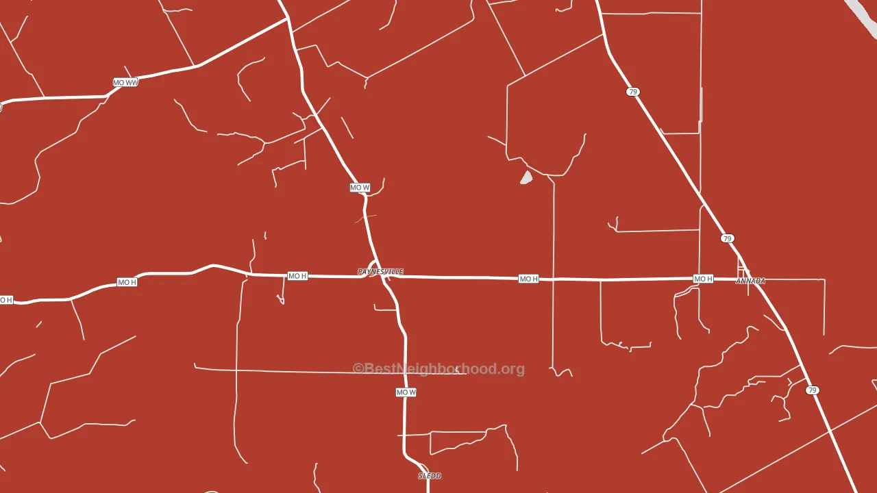 Paynesville, MO block-group political-lean map