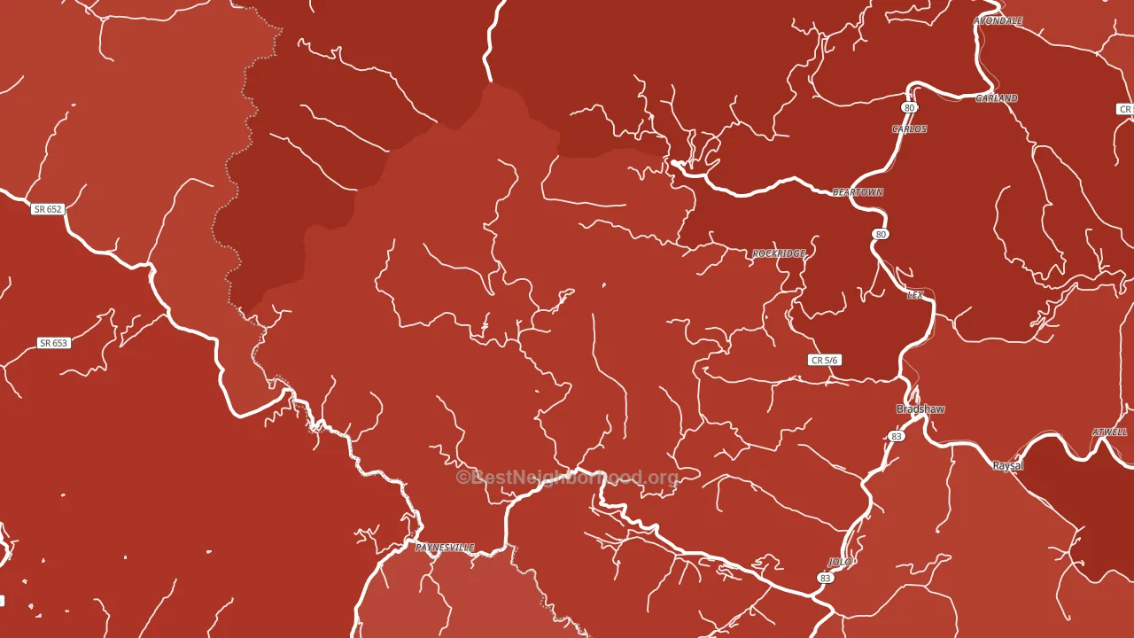 Paynesville, WV block-group political-lean map
