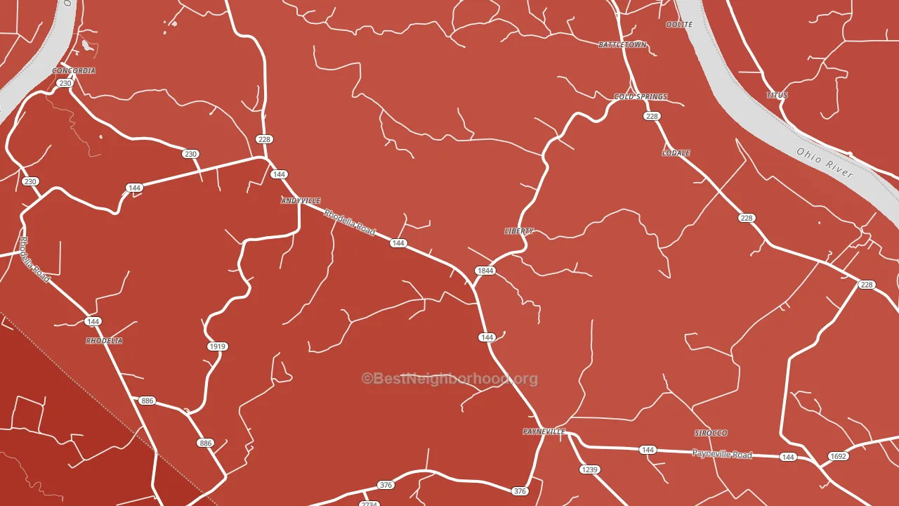 Payneville, KY block-group political-lean map