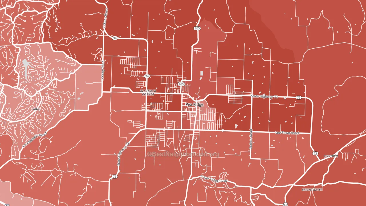 Pea Ridge, AR block-group political-lean map