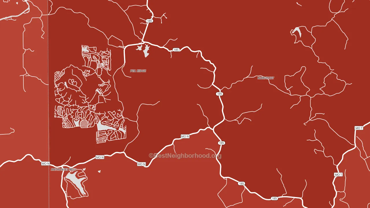 Pea Ridge, MO block-group political-lean map