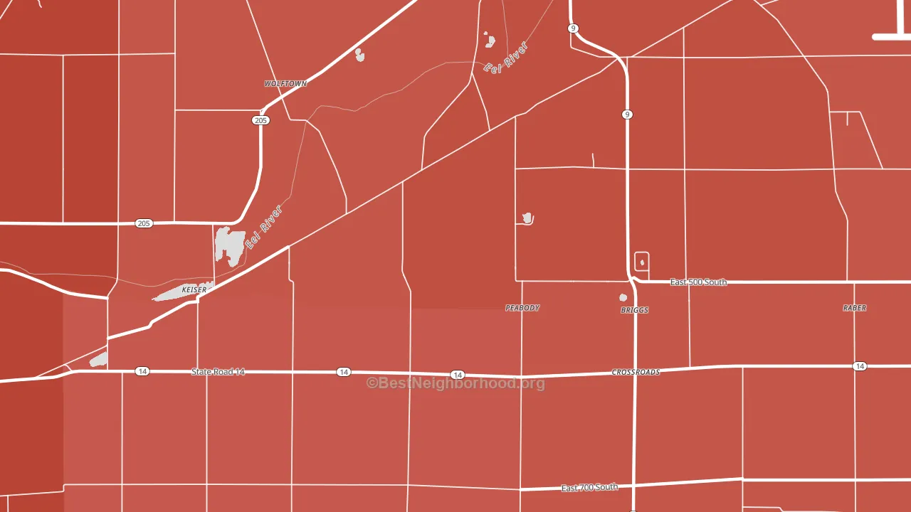 Peabody, IN block-group political-lean map