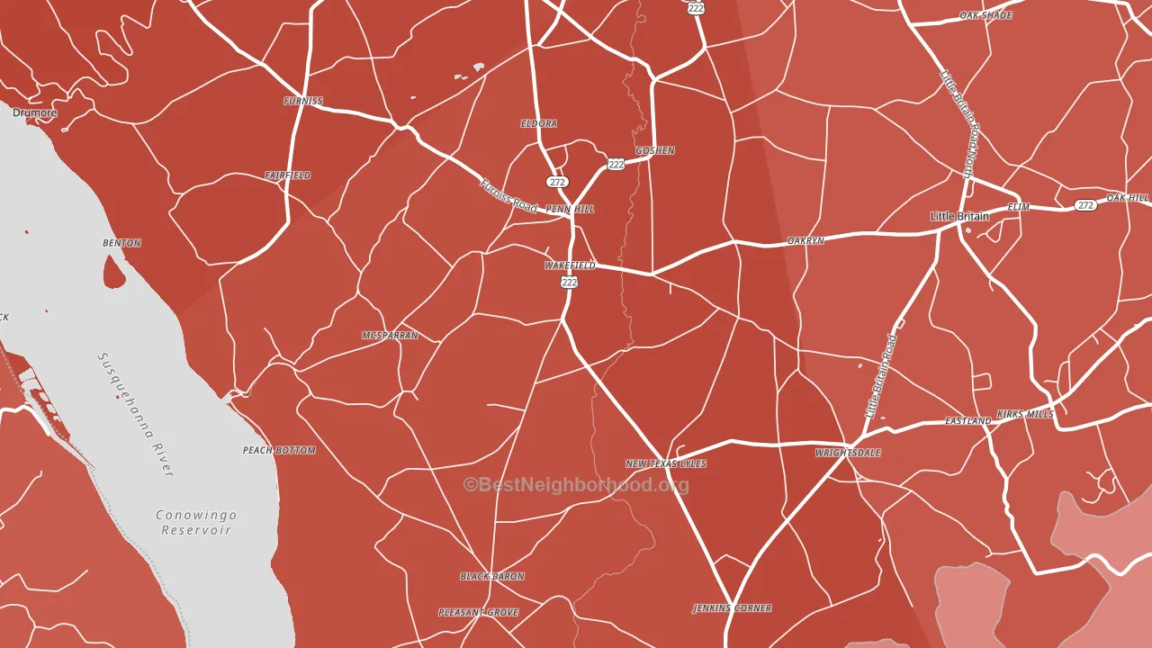 Peach Bottom, PA block-group political-lean map