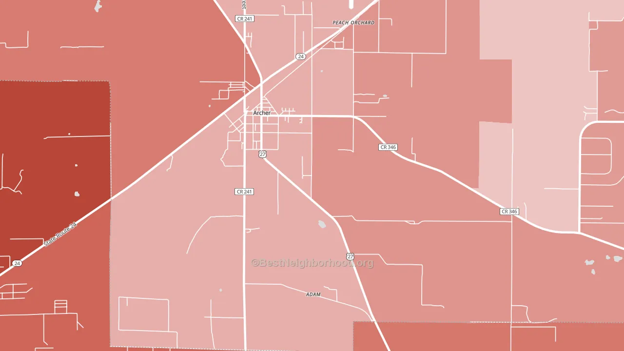 Peach Orchard, FL block-group political-lean map