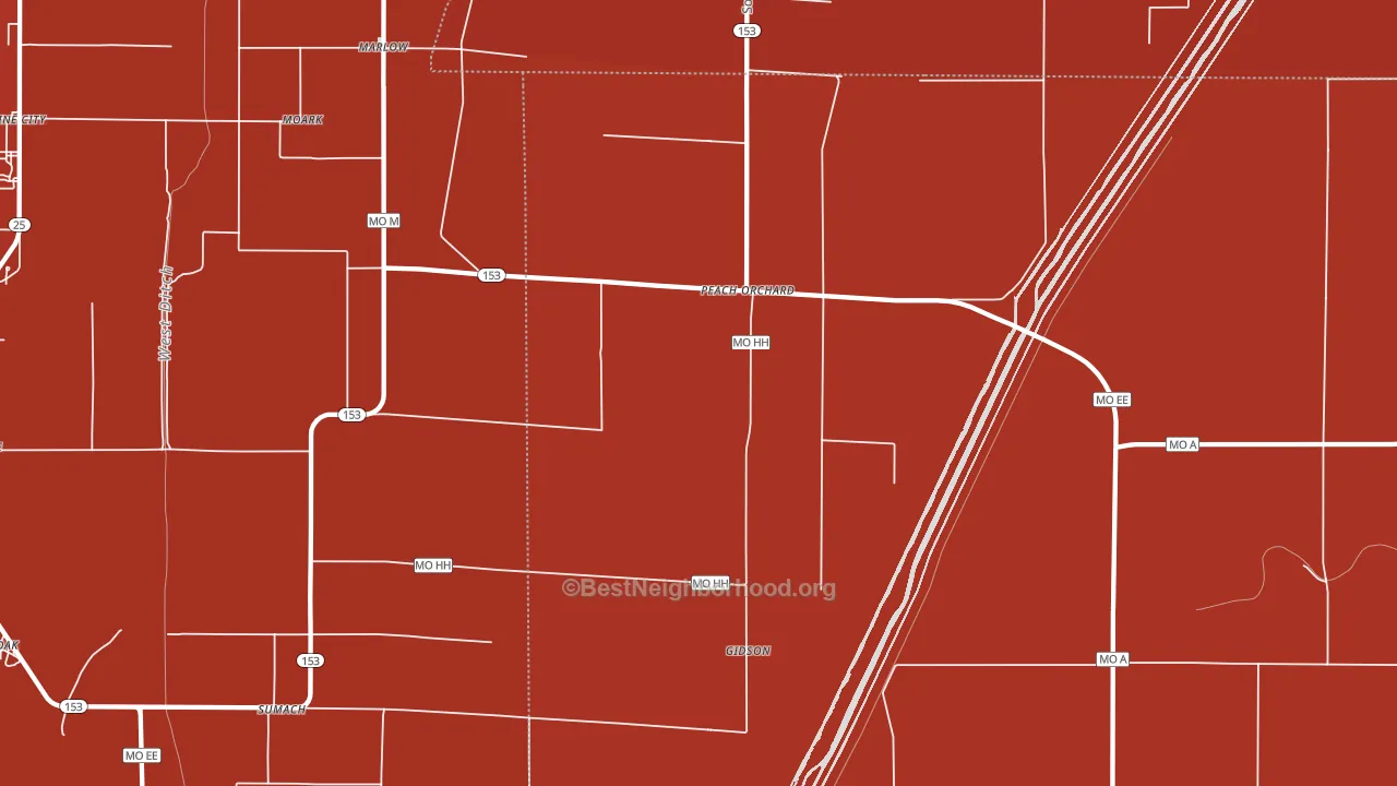 Peach Orchard, MO block-group political-lean map
