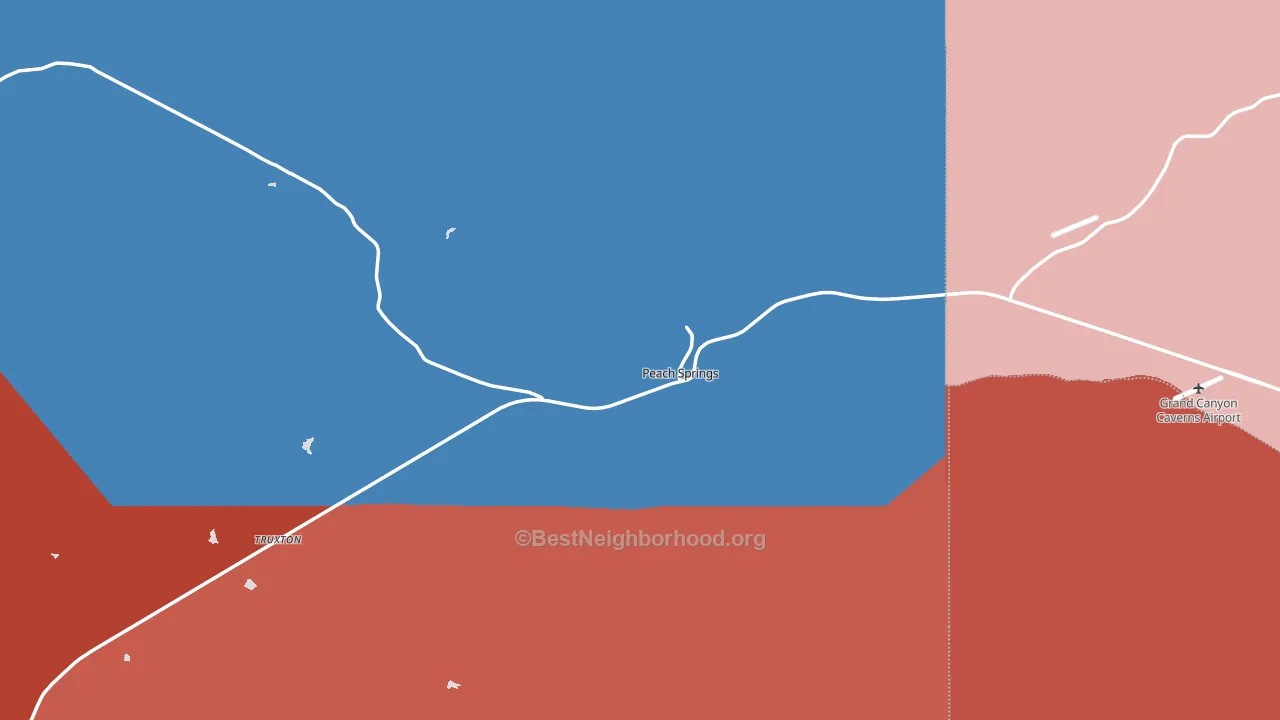 Peach Springs, AZ block-group political-lean map