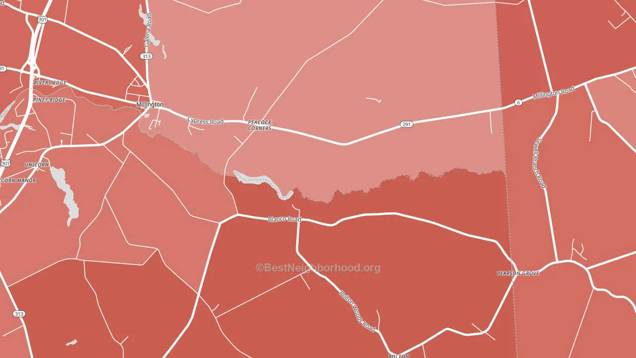Peacock Corners, MD block-group political-lean map