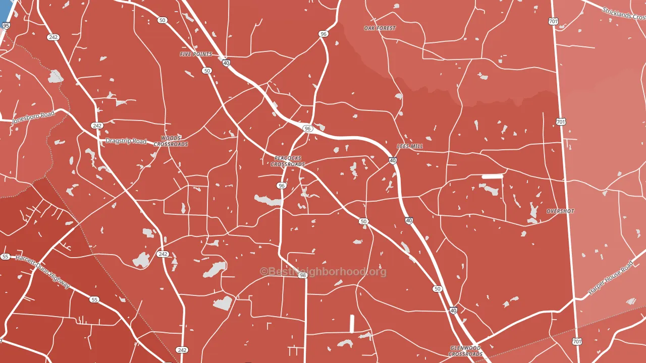 Peacocks Crossroads, NC block-group political-lean map