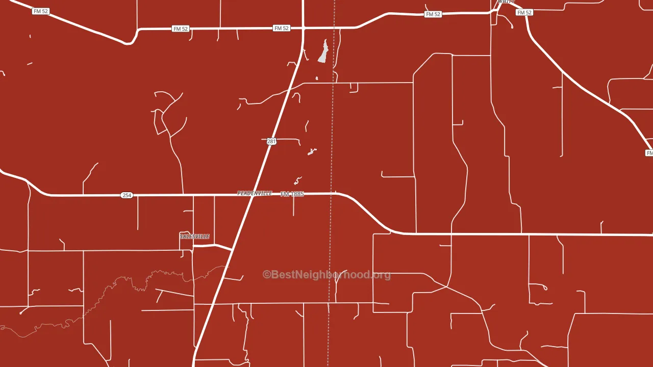 Peadenville, TX block-group political-lean map