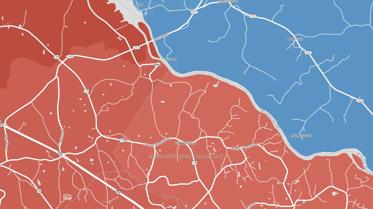 Peak, SC block-group political-lean map
