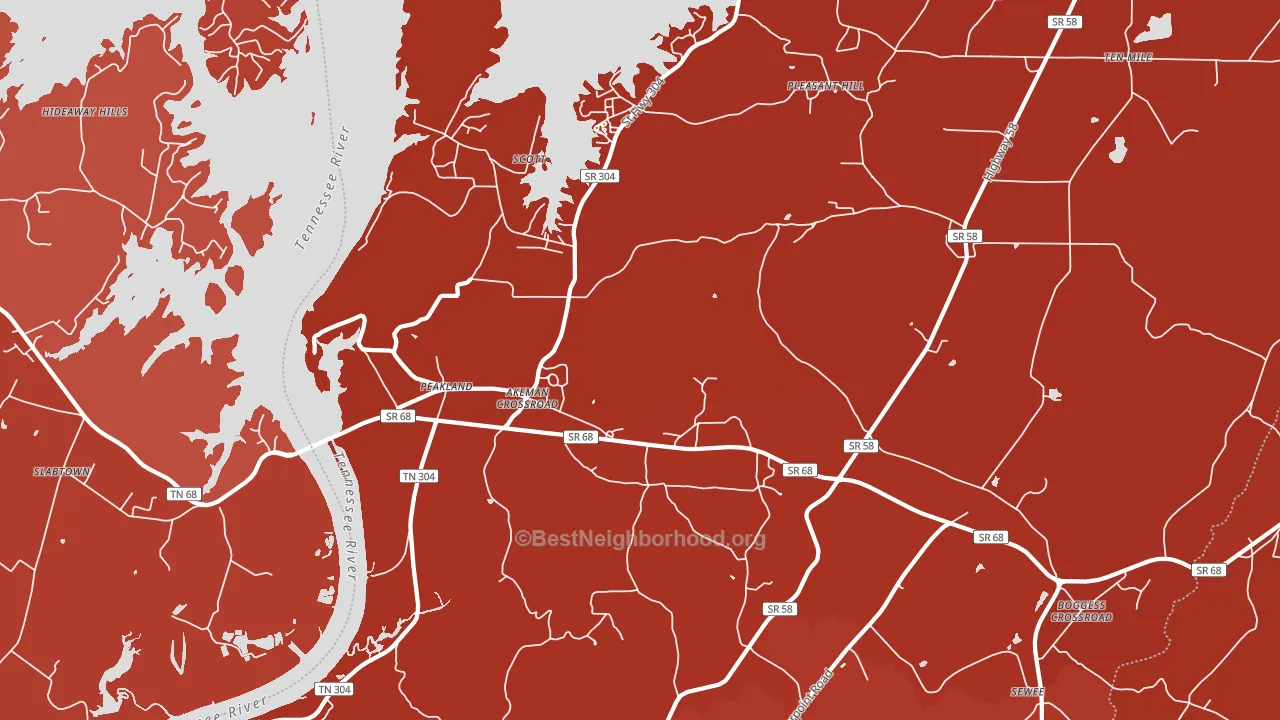 Peakland, TN block-group political-lean map