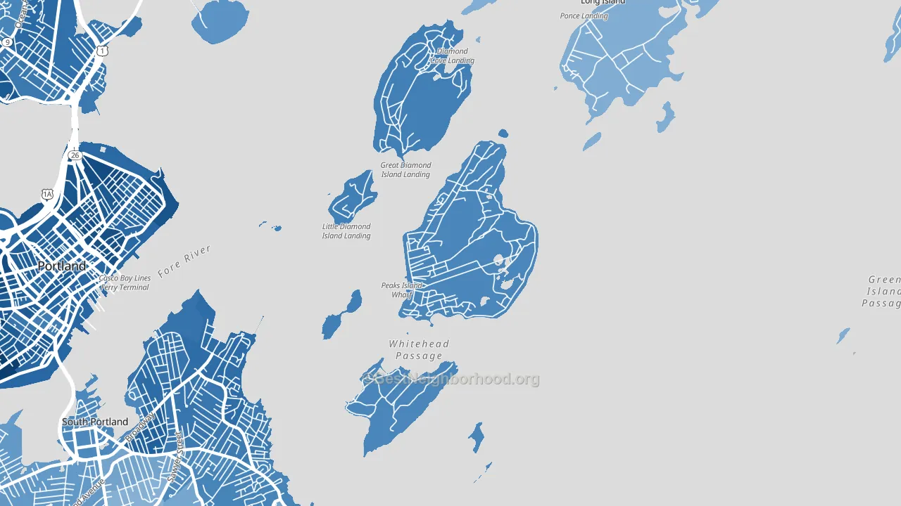 Peaks Island, ME block-group political-lean map