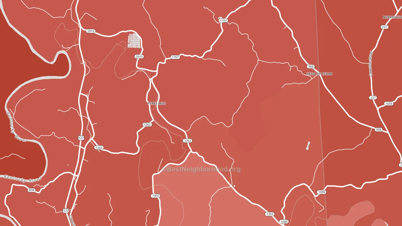Peaks Mill, KY block-group political-lean map