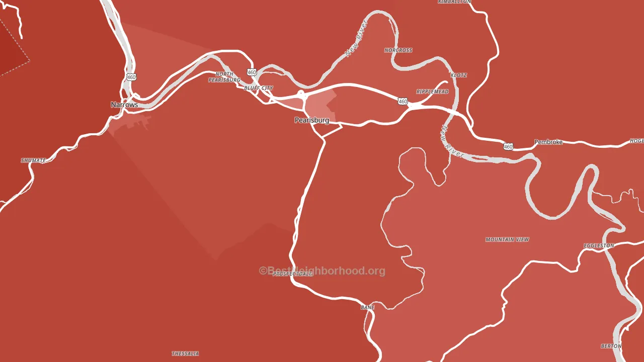 Pearisburg, VA block-group political-lean map