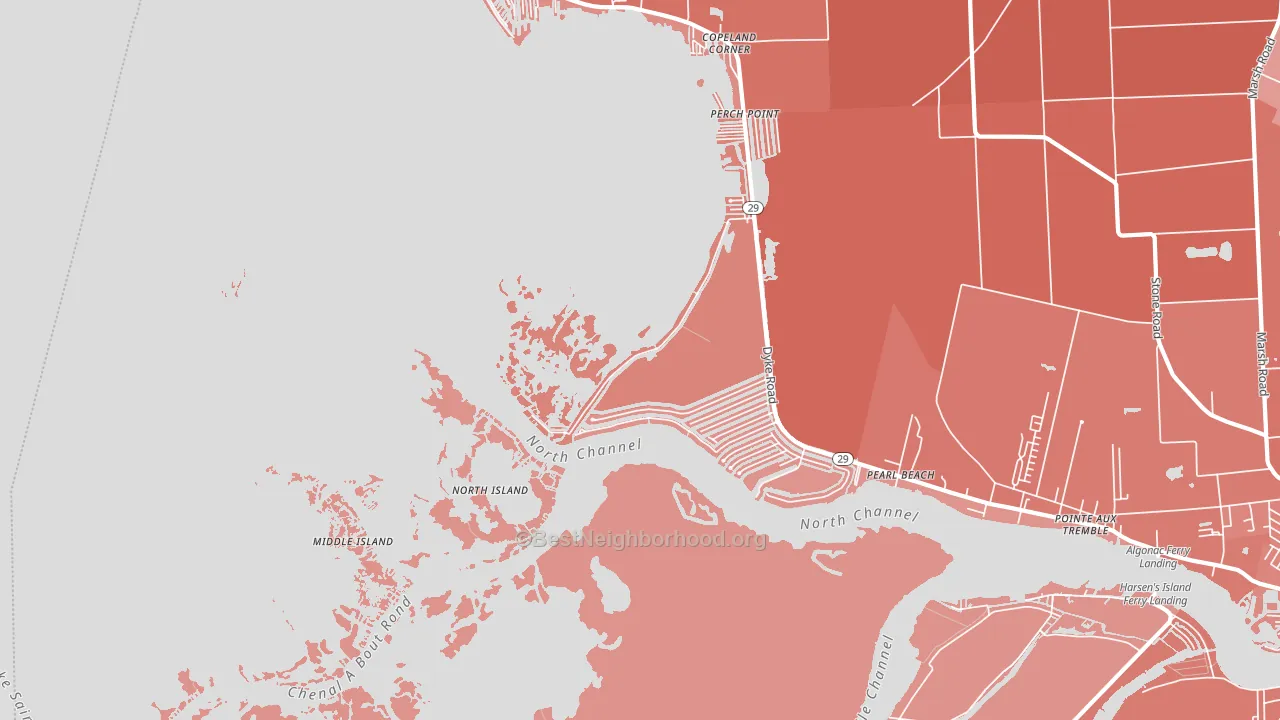 Pearl Beach, MI block-group political-lean map
