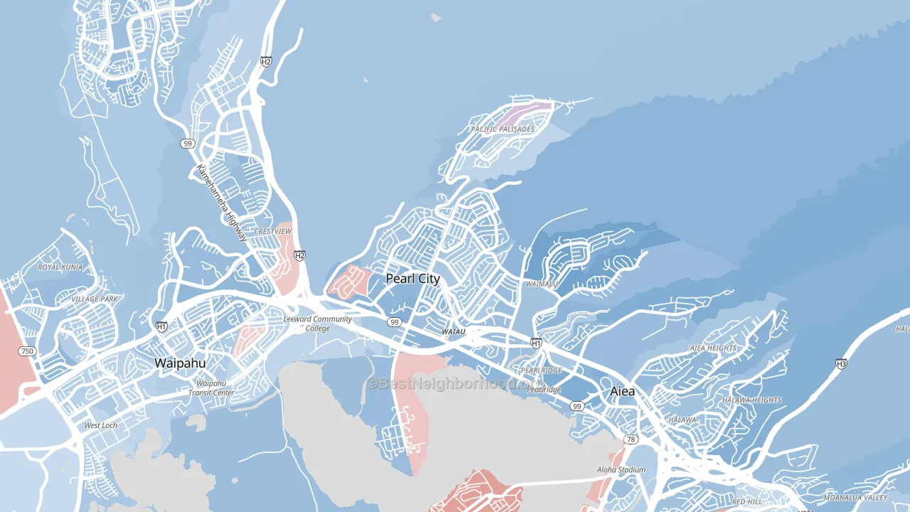 Pearl City, HI block-group political-lean map