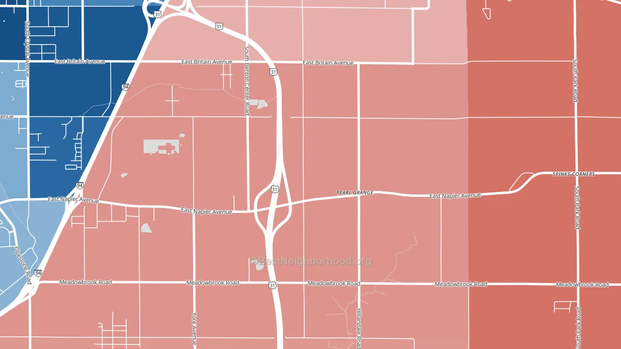 Pearl Grange, MI block-group political-lean map