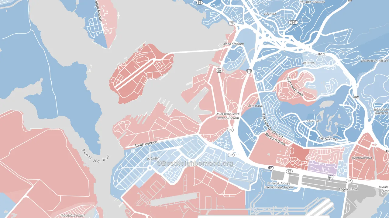 Pearl Harbor, HI block-group political-lean map