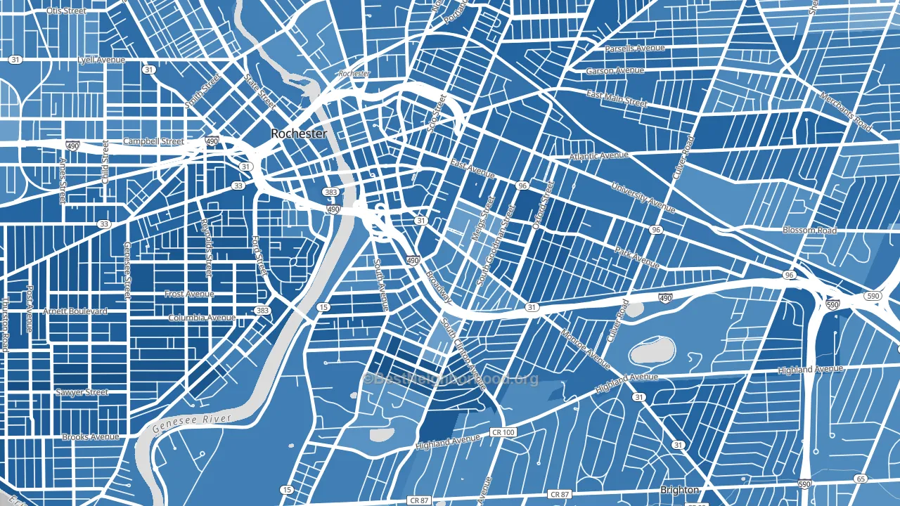 Pearl-Meigs-Monroe, Rochester, NY block-group political-lean map
