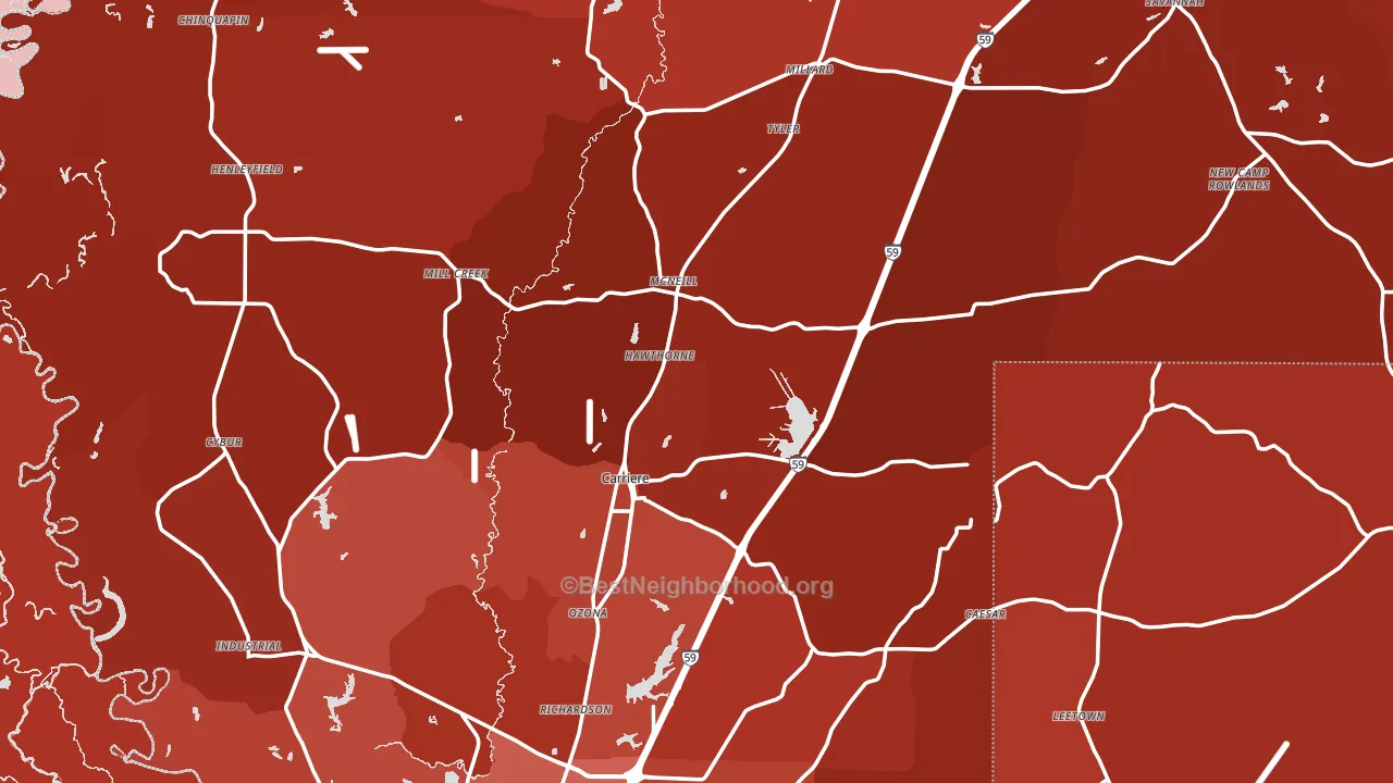Pearl River County, MS block-group political-lean map