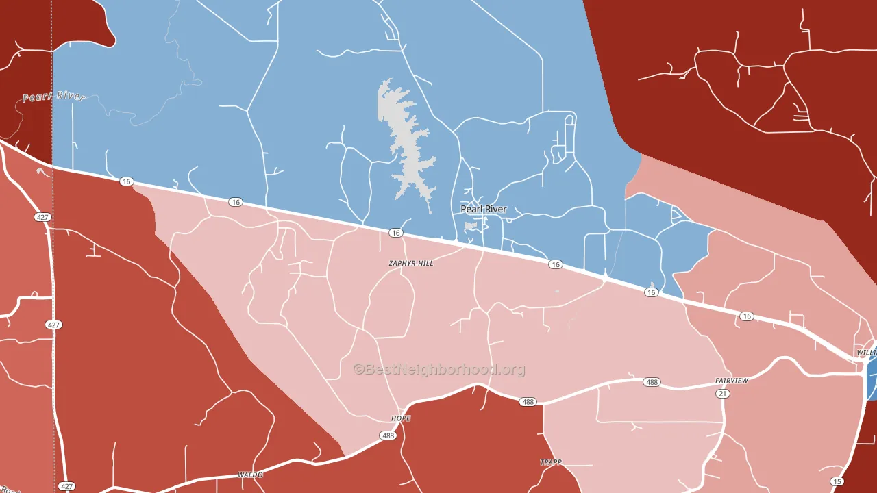 Pearl River, MS block-group political-lean map
