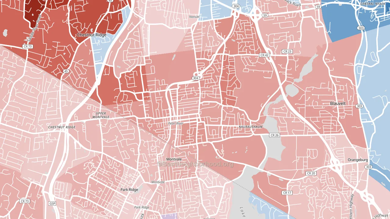 Pearl River, NY block-group political-lean map