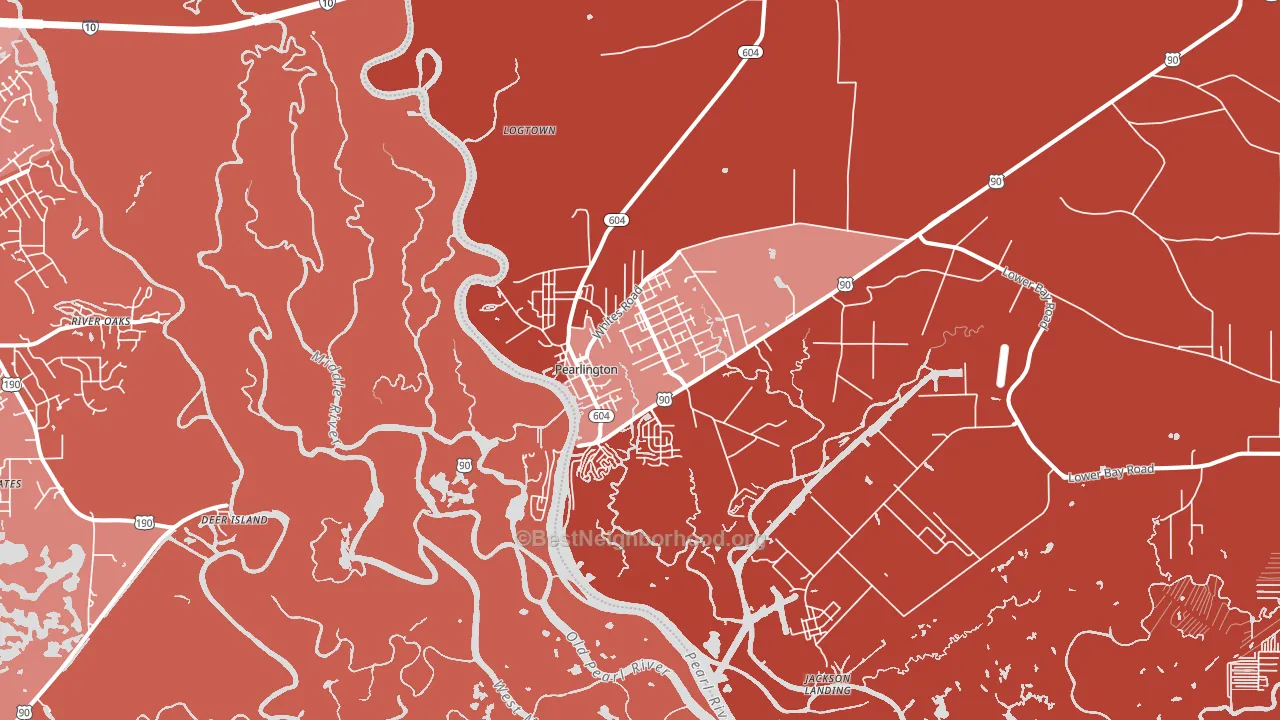 Pearlington, MS block-group political-lean map