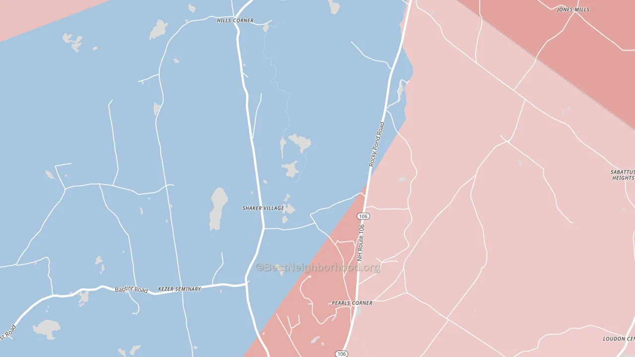 Pearls Corner, NH block-group political-lean map
