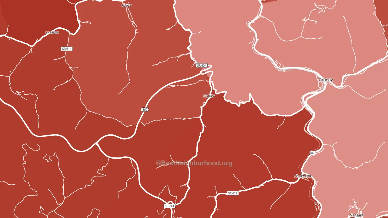 Pearly, VA block-group political-lean map