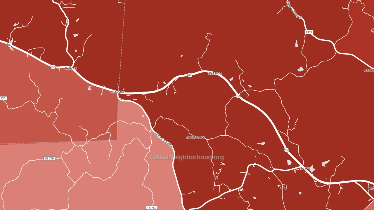 Pearson, AL block-group political-lean map