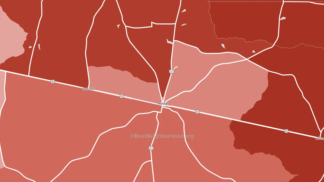 Pearson, GA block-group political-lean map