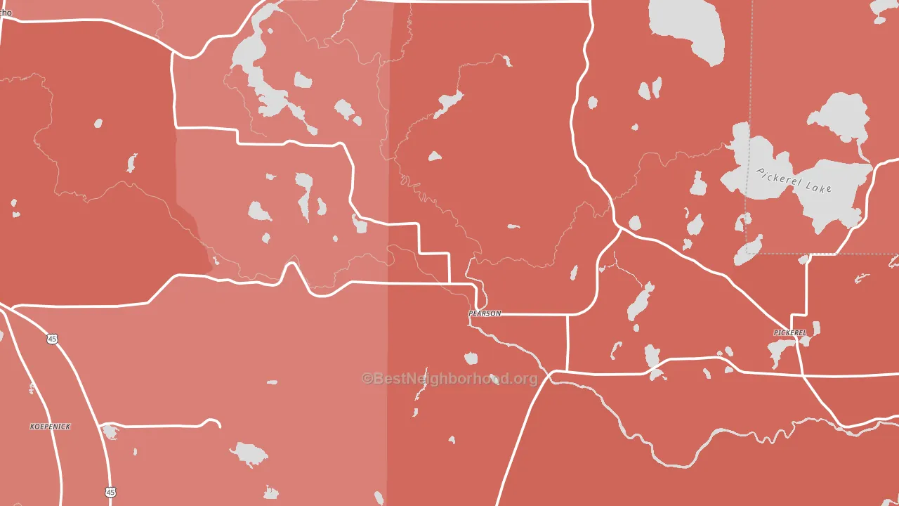 Pearson, WI block-group political-lean map
