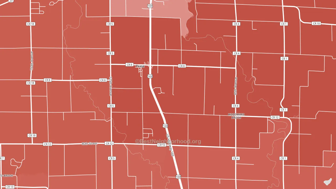 Pease, MN block-group political-lean map