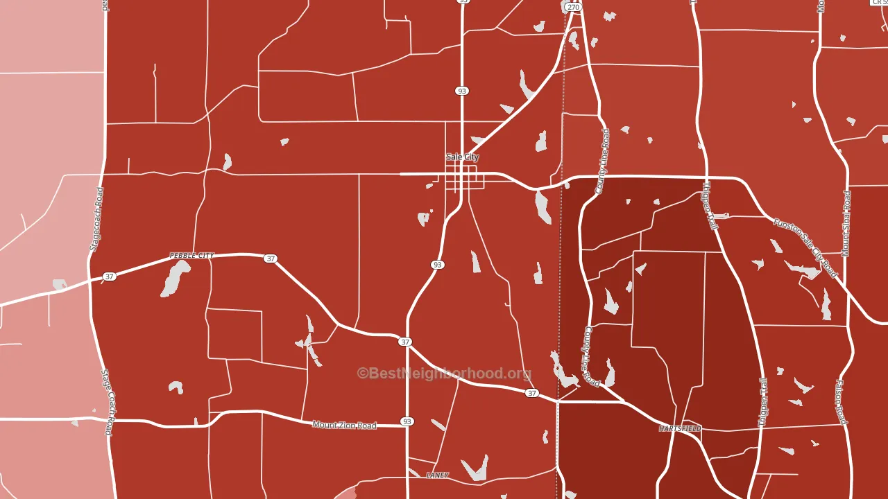 Pebble City, GA block-group political-lean map