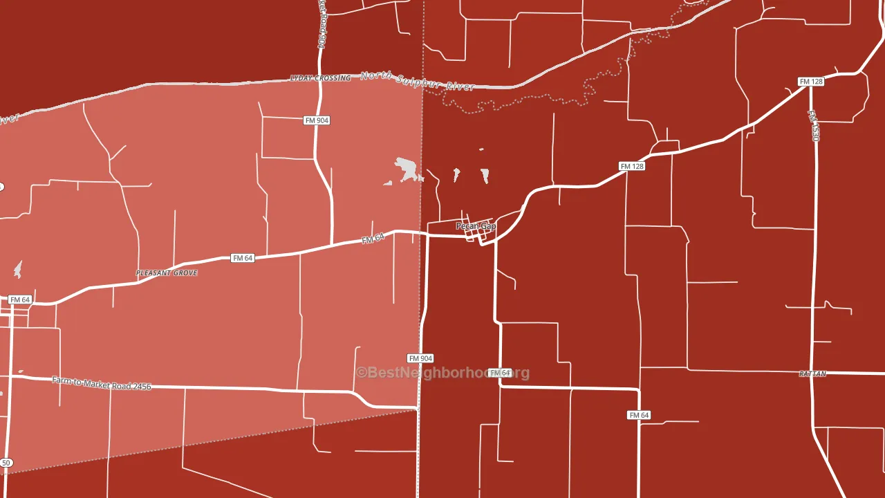 Pecan Gap, TX block-group political-lean map
