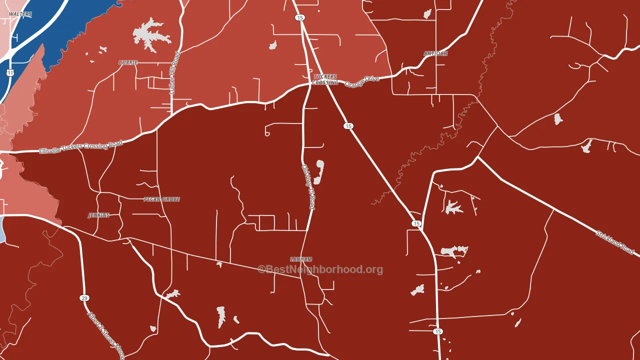 Pecan Grove, MS block-group political-lean map