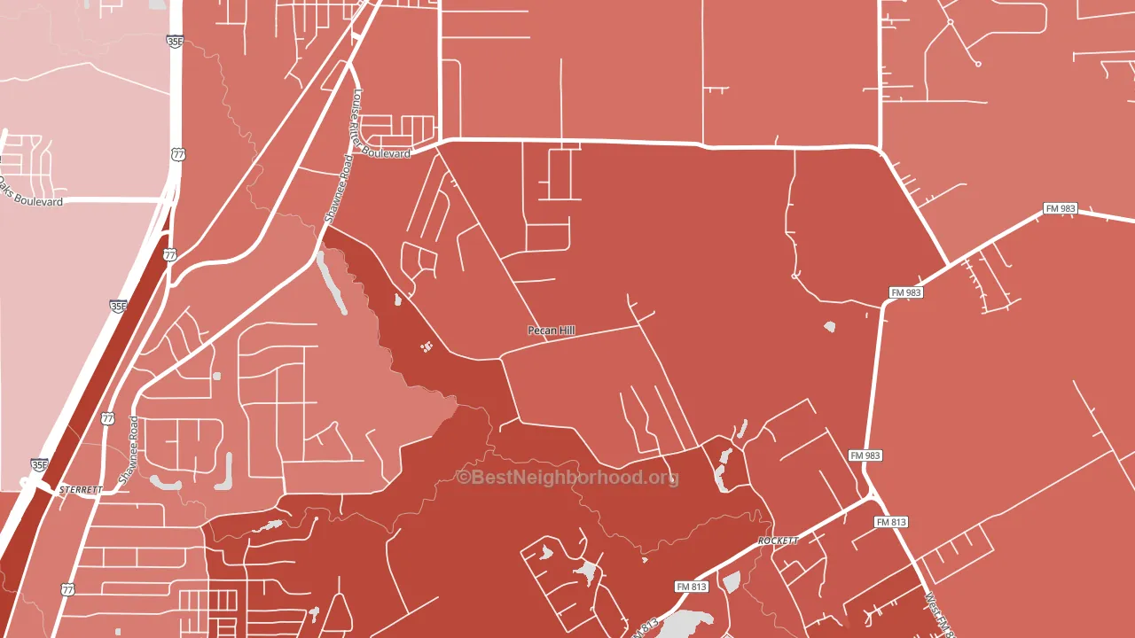 Pecan Hill, TX block-group political-lean map