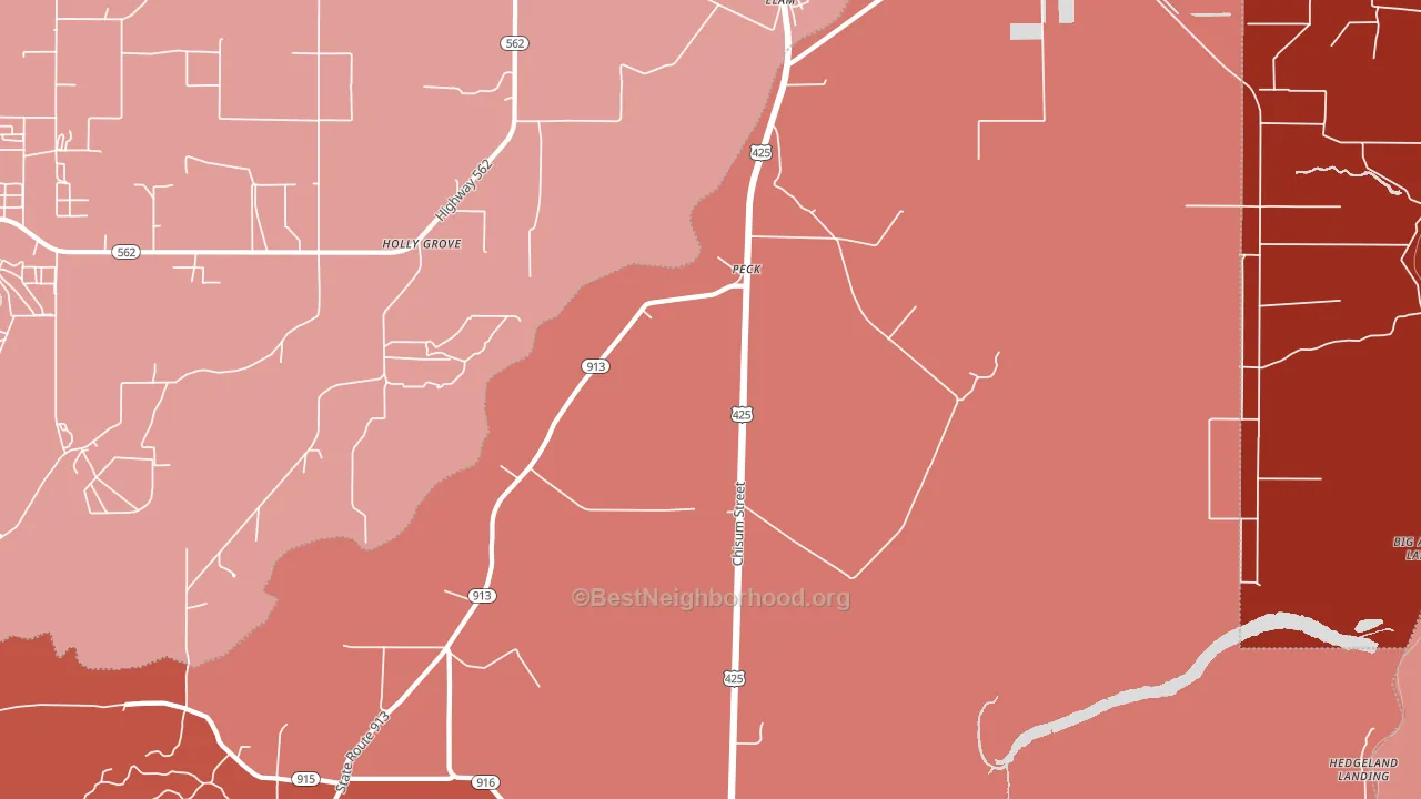 Peck, LA block-group political-lean map