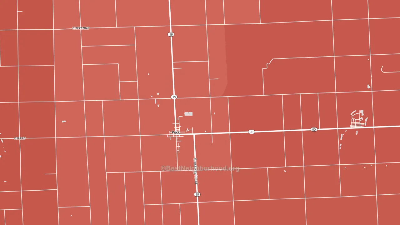 Peck, MI block-group political-lean map
