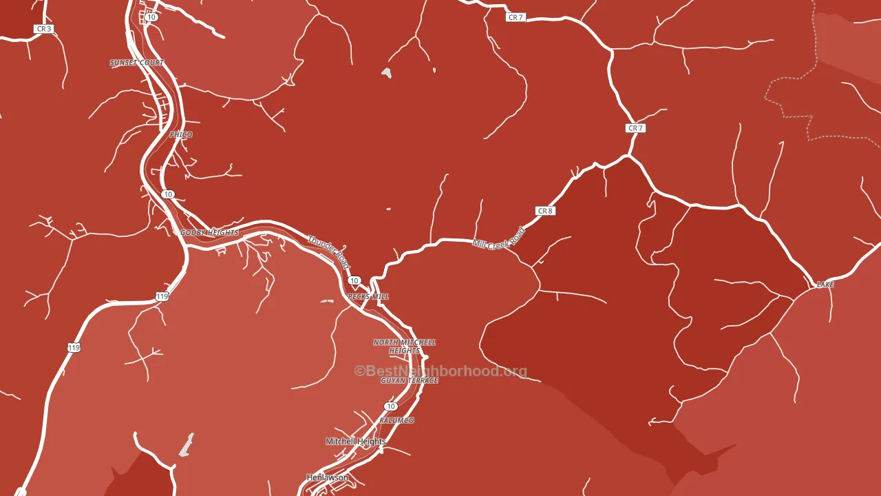 Pecks Mill, WV block-group political-lean map